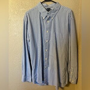 Tommy Hilfiger Men's Checkered Blue and White Shirt